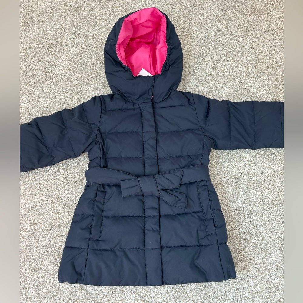 NWT Size 2 Crewcuts navy blue tie waist puffer coat 2T JCREW toddler girls - Picture 1 of 7
